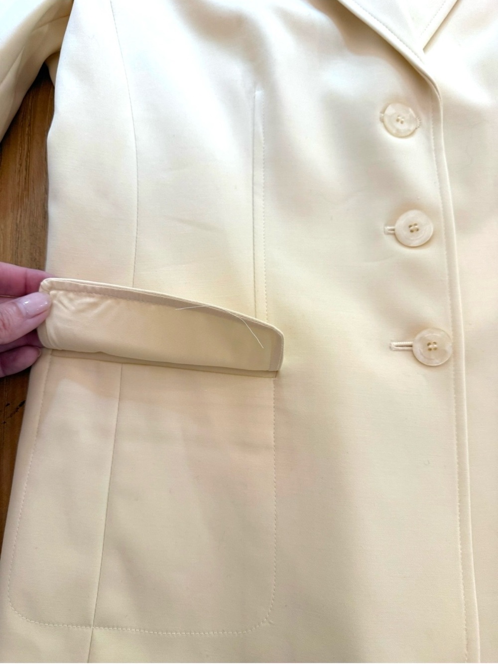 Talbots Petites Stretch Blazer Butter Yellow Cotton Blend Size 10P NWT - Picture 5 of 11